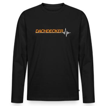 Dachdecker Herzschlag - Männer Premium Bio Langarmshirt - Schwarz - Vorne - Nico (187cm)