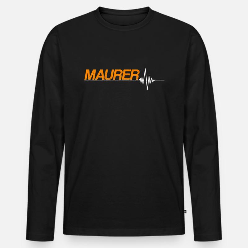 Maurer - Männer Premium Bio Langarmshirt - Schwarz