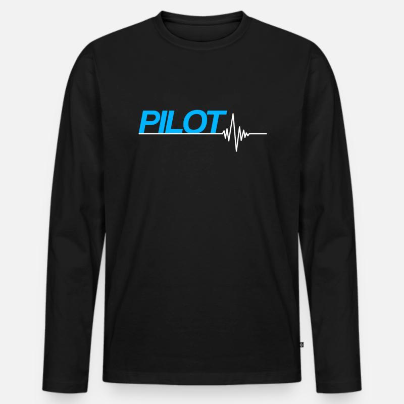 Pilot - Männer Premium Bio Langarmshirt - Schwarz