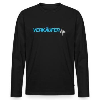 Verkäufer - Männer Premium Bio Langarmshirt - Schwarz - Vorne - Nico (187cm)