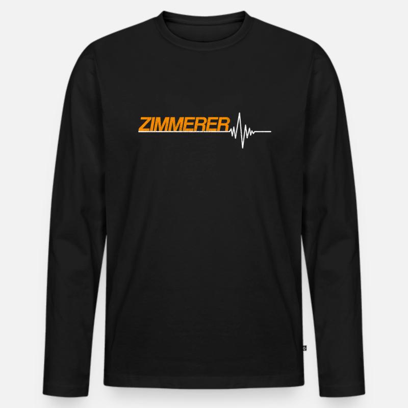 Zimmerer Herzschlag - Männer Premium Bio Langarmshirt - Schwarz