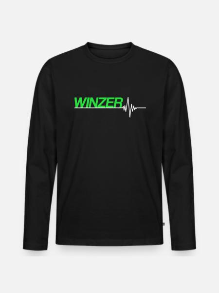Winzer Herzschlag - Männer Premium Bio Langarmshirt - Schwarz