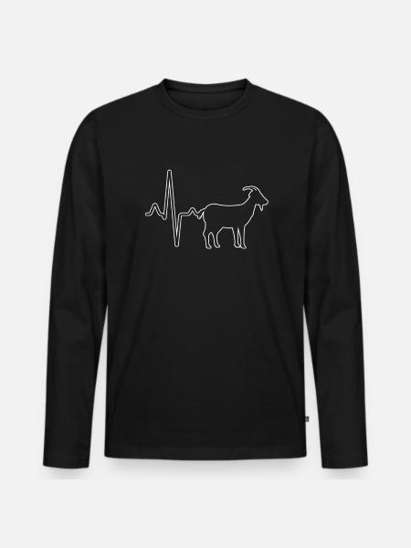 Ziege Herzschlag - Männer Premium Bio Langarmshirt - Schwarz