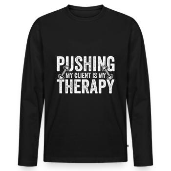 Personal Trainer - Pushing My Client Is My Therapy - Männer Premium Bio Langarmshirt - Schwarz - Vorne - Nico (187cm)