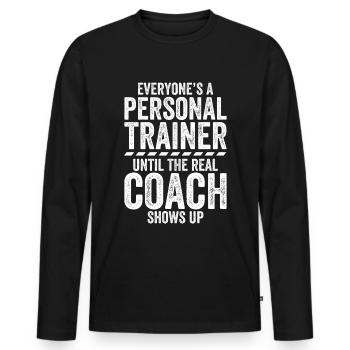 Health & Fitness Coach - Personal Trainer - Men's Premium Organic Long Sleeve Shirt - black - Front - Nico (187cm)