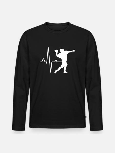 Football Heartbeat - Men's Premium Organic Long Sleeve Shirt - black