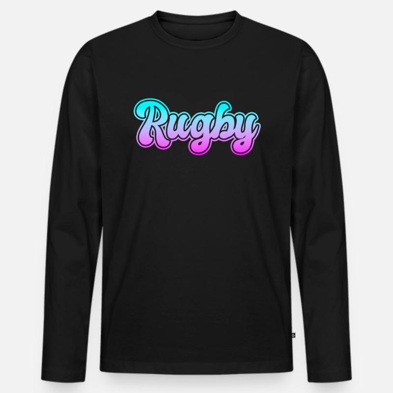 Rugby - Männer Premium Bio Langarmshirt - Schwarz
