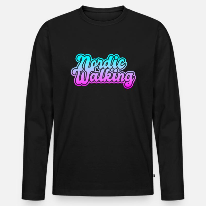 Nordic Walking - Männer Premium Bio Langarmshirt - Schwarz