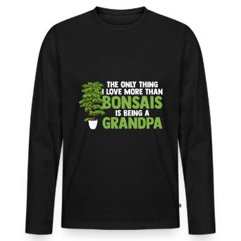 Bonsai Tree Grandpa - Men's Premium Organic Long Sleeve Shirt - black - Front - Nico (187cm)