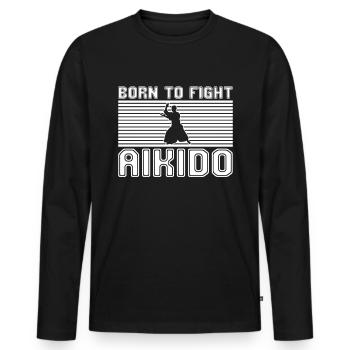 Aikido - Männer Premium Bio Langarmshirt - Schwarz - Vorne - Nico (187cm)