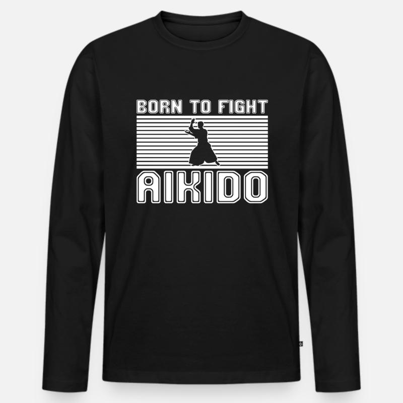 Aikido - Männer Premium Bio Langarmshirt - Schwarz