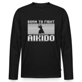 Aikido - Männer Premium Bio Langarmshirt - Schwarz - Vorne - Nico (187cm)
