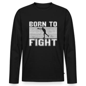 Boxen - Männer Premium Bio Langarmshirt - Schwarz - Vorne - Nico (187cm)