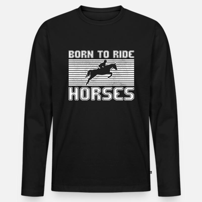 Pferde reiten - Männer Premium Bio Langarmshirt - Schwarz