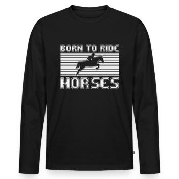 Horse riding - Men's Premium Organic Long Sleeve Shirt - black - Front - Nico (187cm)