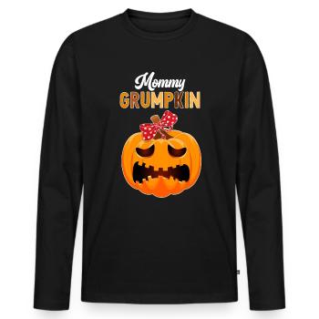 Mom Mama Grumpkin Halloween Pumpkin Family Outfit - Men's Premium Organic Long Sleeve Shirt - black - Front - Nico (187cm)