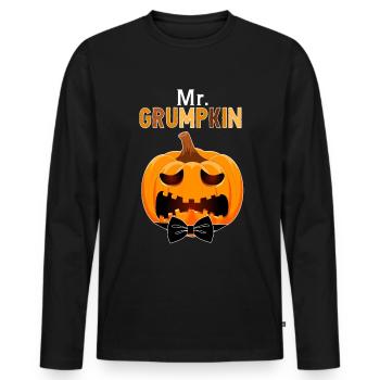 Mr. Papa Grumpkin Halloween Pumpkin Family Outfit - Men's Premium Organic Long Sleeve Shirt - black - Front - Nico (187cm)