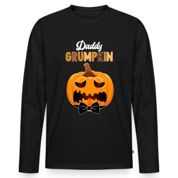 Daddy Grumpkin Halloween Pumpkin Family Outfit - Men's Premium Organic Long Sleeve Shirt - black - Front - Nico (187cm)