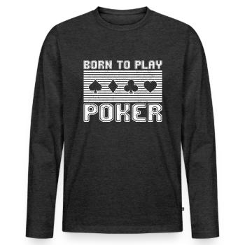 Poker - T-shirt manches longues Premium bio Homme - anthracite chiné - Devant - Nico (187cm)