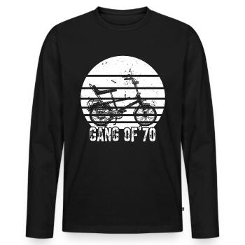 Bonanzarad Bonanza Bike Hipster Anniversaire 1970 - T-shirt manches longues Premium bio Homme - noir - Devant - Nico (187cm)