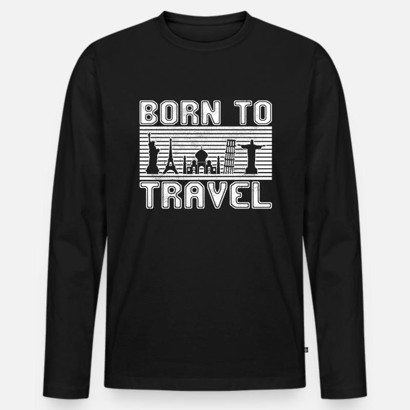 Reisen - Männer Premium Bio Langarmshirt - Schwarz