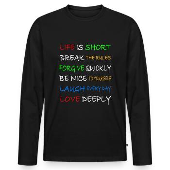 Funny sayings and wisdom about life - Men's Premium Organic Long Sleeve Shirt - black - Front - Nico (187cm)