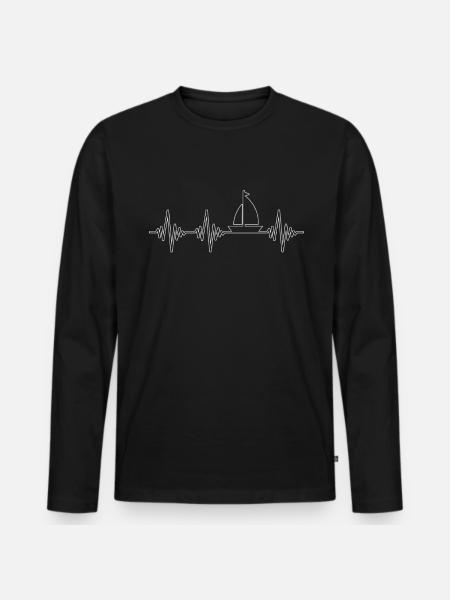 Segeln Herzschlag - Männer Premium Bio Langarmshirt - Schwarz