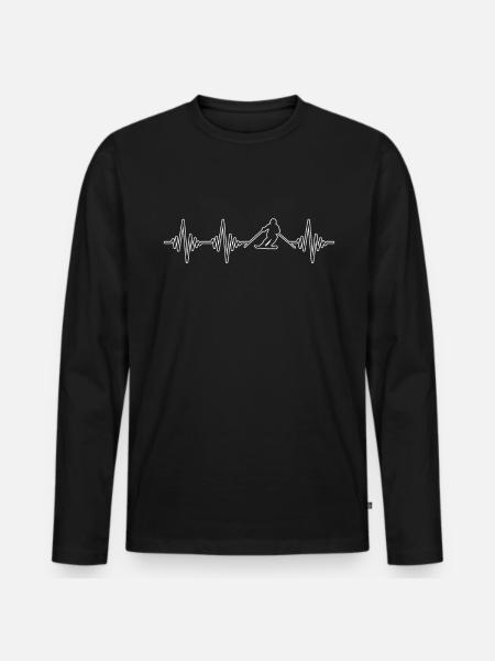 Ski Herzschlag - Männer Premium Bio Langarmshirt - Schwarz