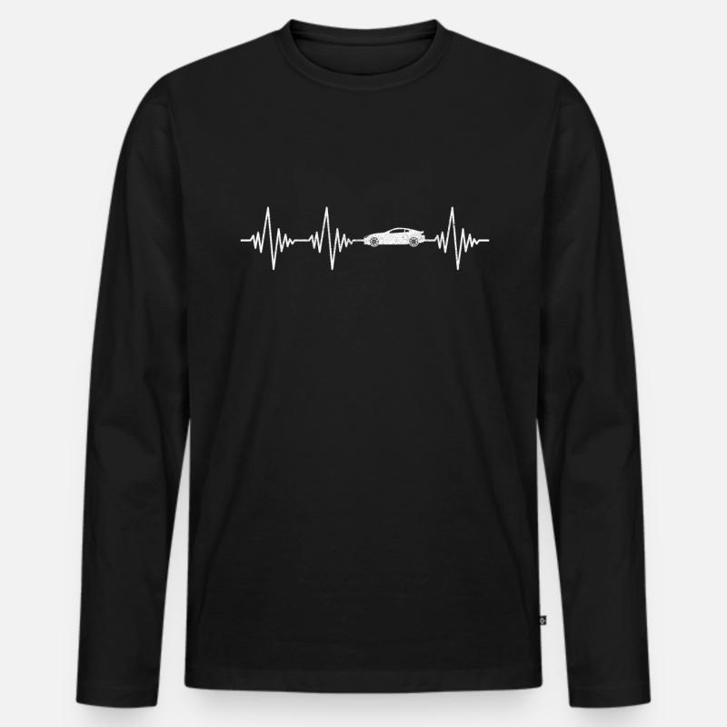 Auto Herzschlag - Männer Premium Bio Langarmshirt - Schwarz