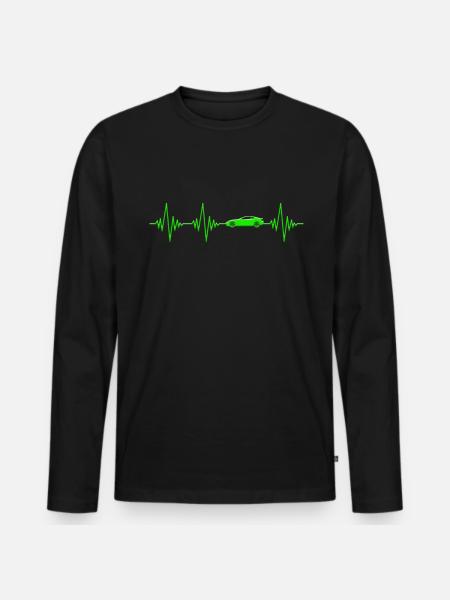 Car Heartbeat - Men's Premium Organic Long Sleeve Shirt - black