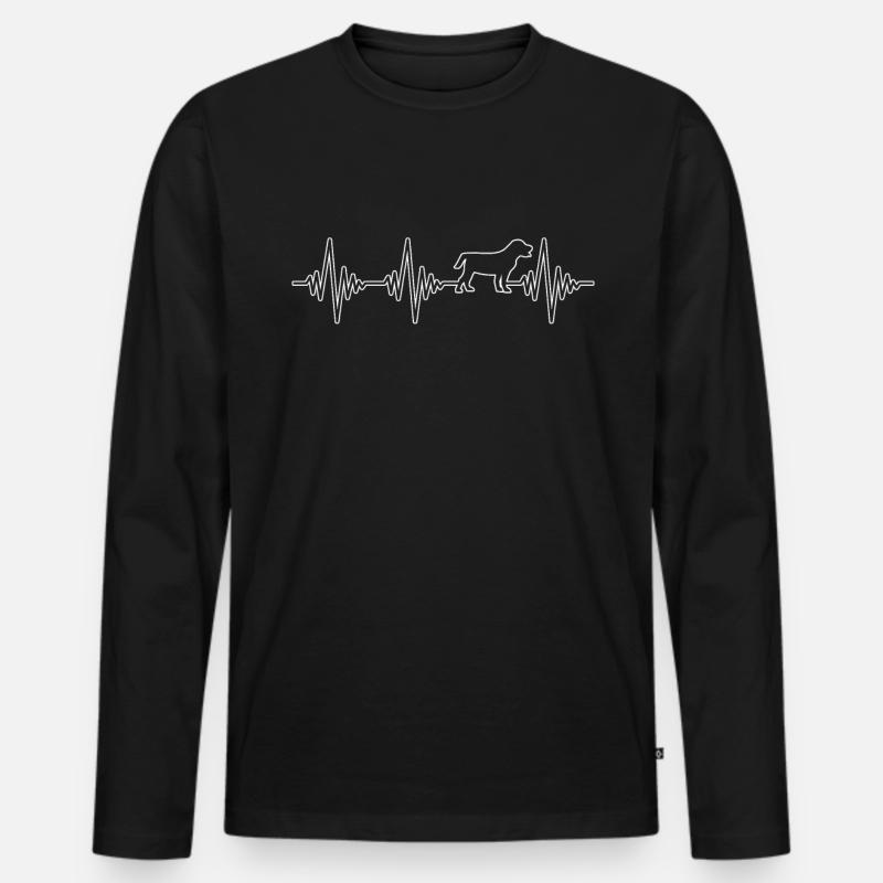 Hund Herzschlag - Männer Premium Bio Langarmshirt - Schwarz