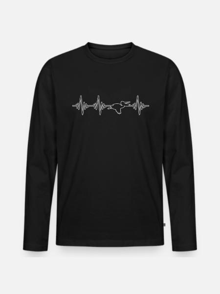 Pelikan Heartbeat - Men's Premium Organic Long Sleeve Shirt - black