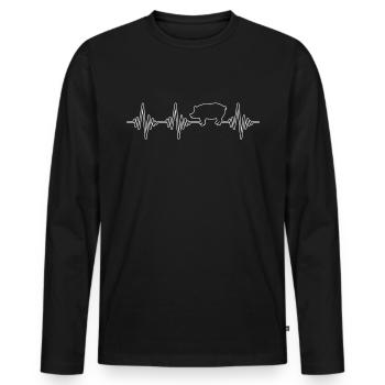 Battement de cœur de cochon - T-shirt manches longues Premium bio Homme - noir - Devant - Nico (187cm)