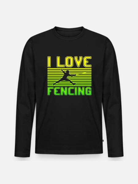 I love fencing - Männer Premium Bio Langarmshirt - Schwarz