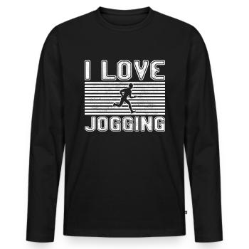 I love jogging - Männer Premium Bio Langarmshirt - Schwarz - Vorne - Nico (187cm)