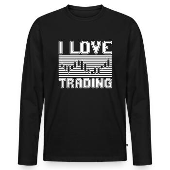 J’adore trader - T-shirt manches longues Premium bio Homme - noir - Devant - Nico (187cm)