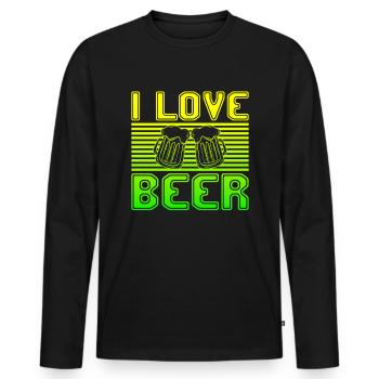 I love beer - Men's Premium Organic Long Sleeve Shirt - black - Front - Nico (187cm)
