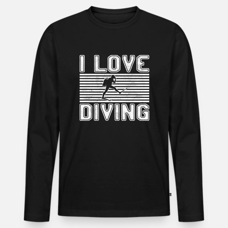 I love diving - Männer Premium Bio Langarmshirt - Schwarz