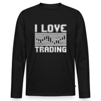 J’adore trader - T-shirt manches longues Premium bio Homme - noir - Devant - Nico (187cm)