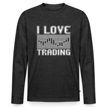 J’adore trader - T-shirt manches longues Premium bio Homme - anthracite chiné - Devant - Nico (187cm)