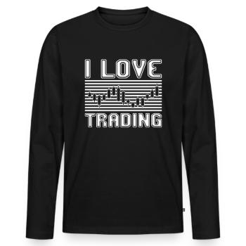 J’adore trader - T-shirt manches longues Premium bio Homme - noir - Devant - Nico (187cm)