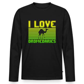 J’adore les dromadaires - T-shirt manches longues Premium bio Homme - noir - Devant - Nico (187cm)