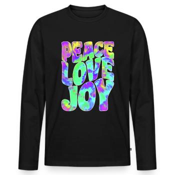 Love Peace Joy - Hippie Batik Style - T-shirt manches longues Premium bio Homme - noir - Devant - Nico (187cm)