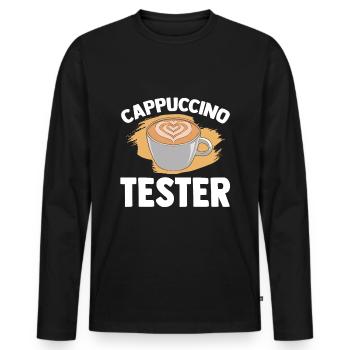 Cappuccino Tester - Men's Premium Organic Long Sleeve Shirt - black - Front - Nico (187cm)