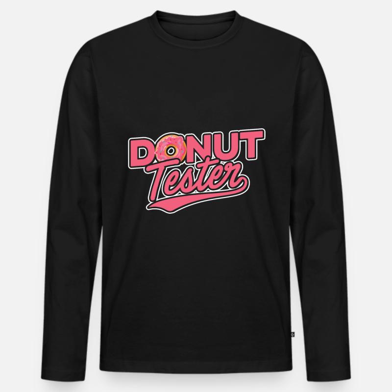 Donut Tester - Männer Premium Bio Langarmshirt - Schwarz