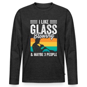 Souffleur de verre - Soufflage de verre - T-shirt manches longues Premium bio Homme - anthracite chiné - Devant - Nico (187cm)