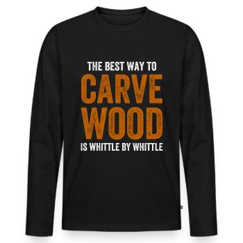 Whittler | Woddcarving - Men's Premium Organic Long Sleeve Shirt - black - Front - Nico (187cm)