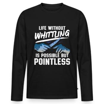 Whittler | Woddcarving - Men's Premium Organic Long Sleeve Shirt - black - Front - Nico (187cm)