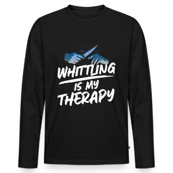 Whittler | Woddcarving - Men's Premium Organic Long Sleeve Shirt - black - Front - Nico (187cm)