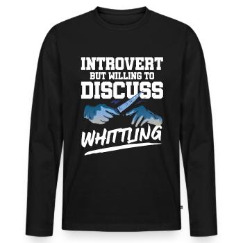 Whittler | Woddcarving - Men's Premium Organic Long Sleeve Shirt - black - Front - Nico (187cm)
